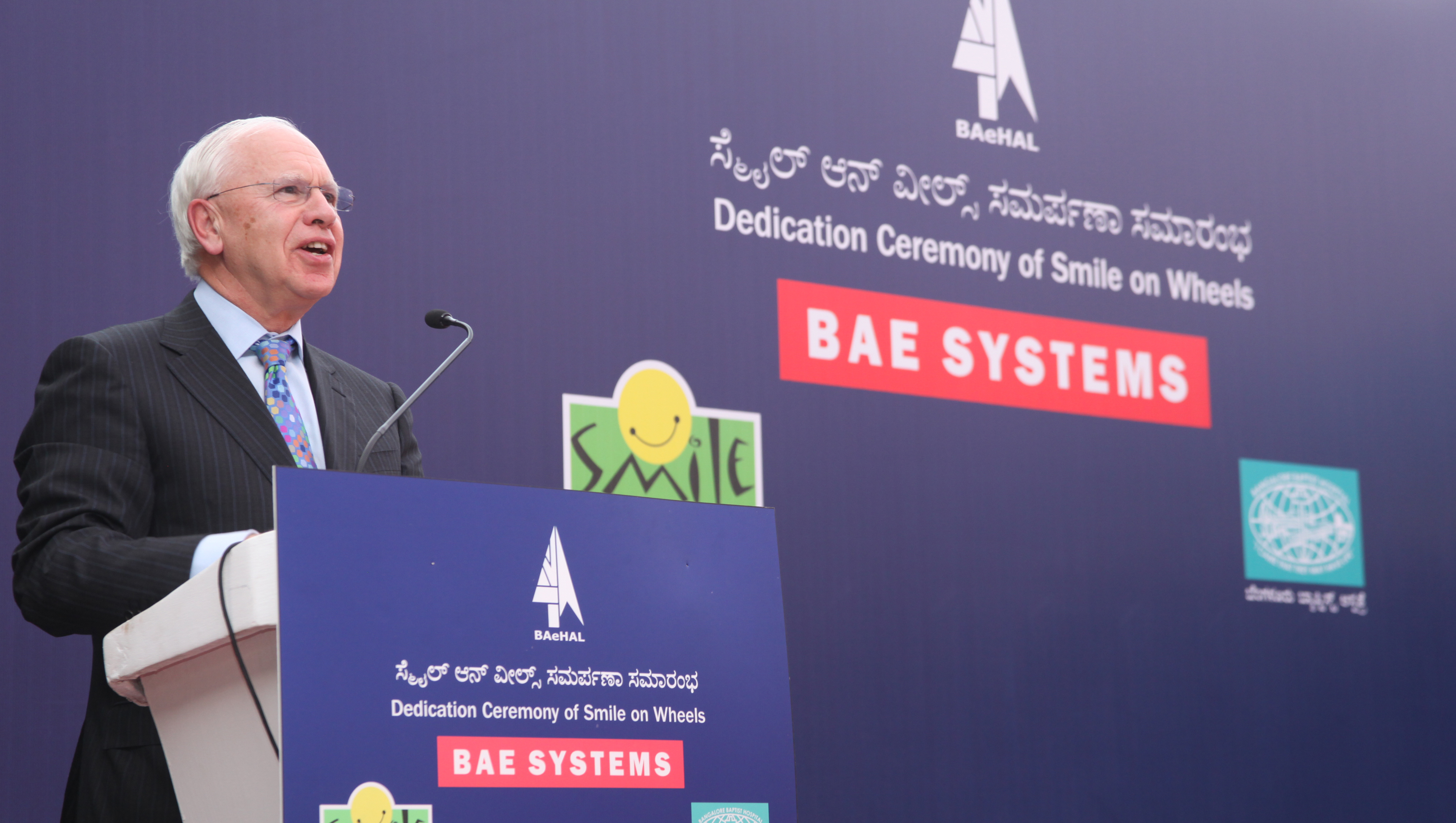 BAE Systems Chairman Dick Olver flags off mobile hospital in Bengaluru