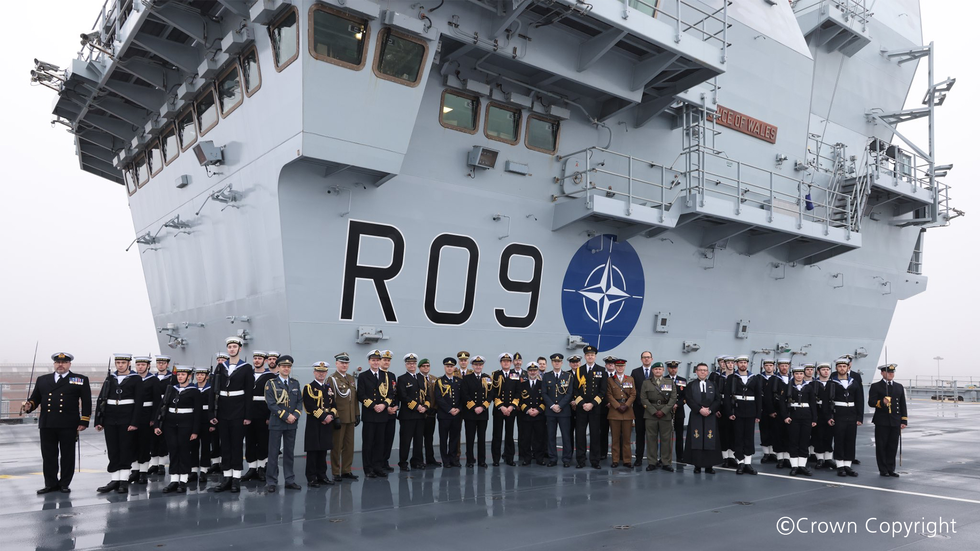A ceremony was held to honour HMS Prince of Wales’ new NATO role. Credit: Crown Copyright