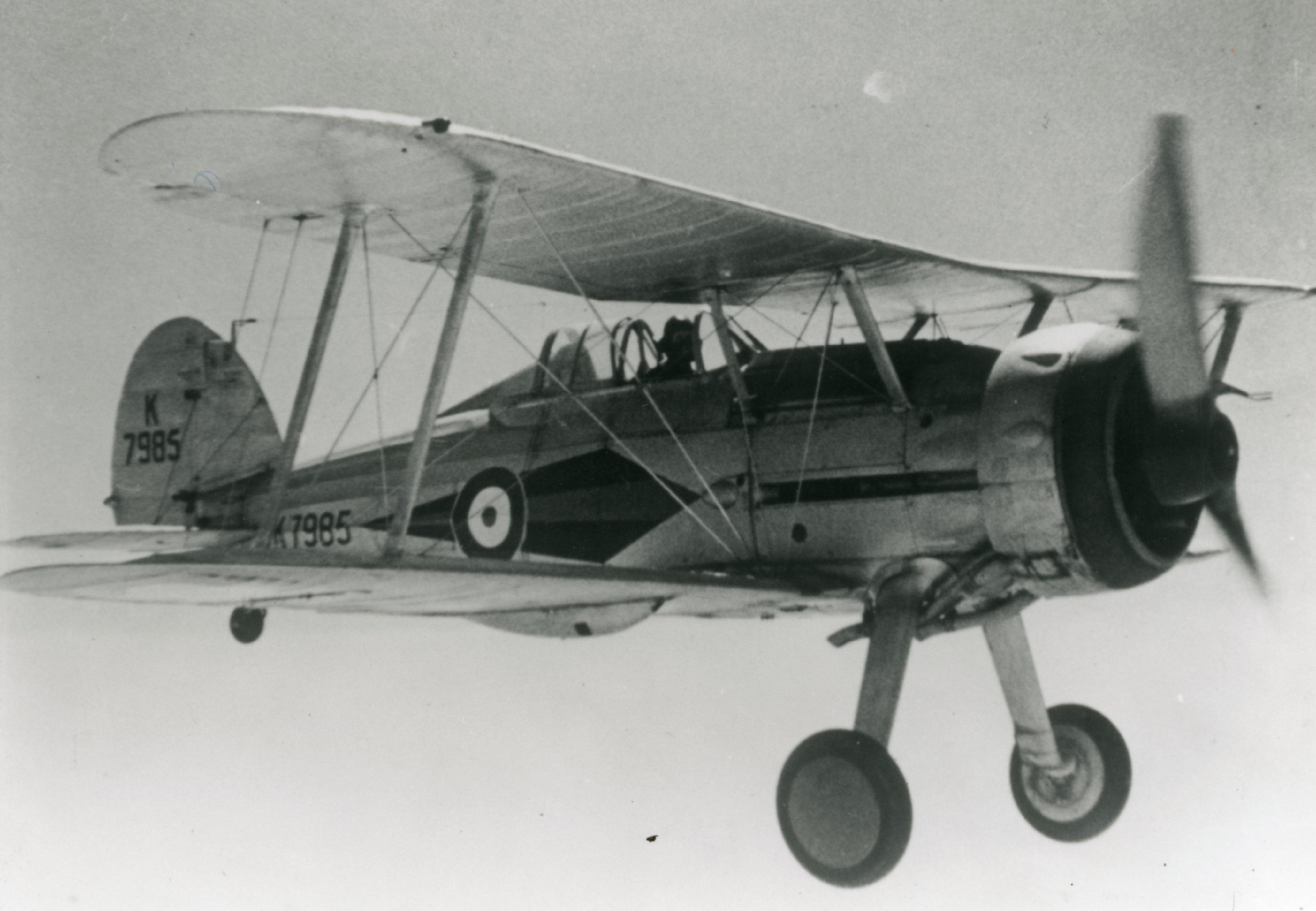 A Gladiator MKI (K7985) of No.73 Sqdn, RAF based at Debden and at Digby in 1937