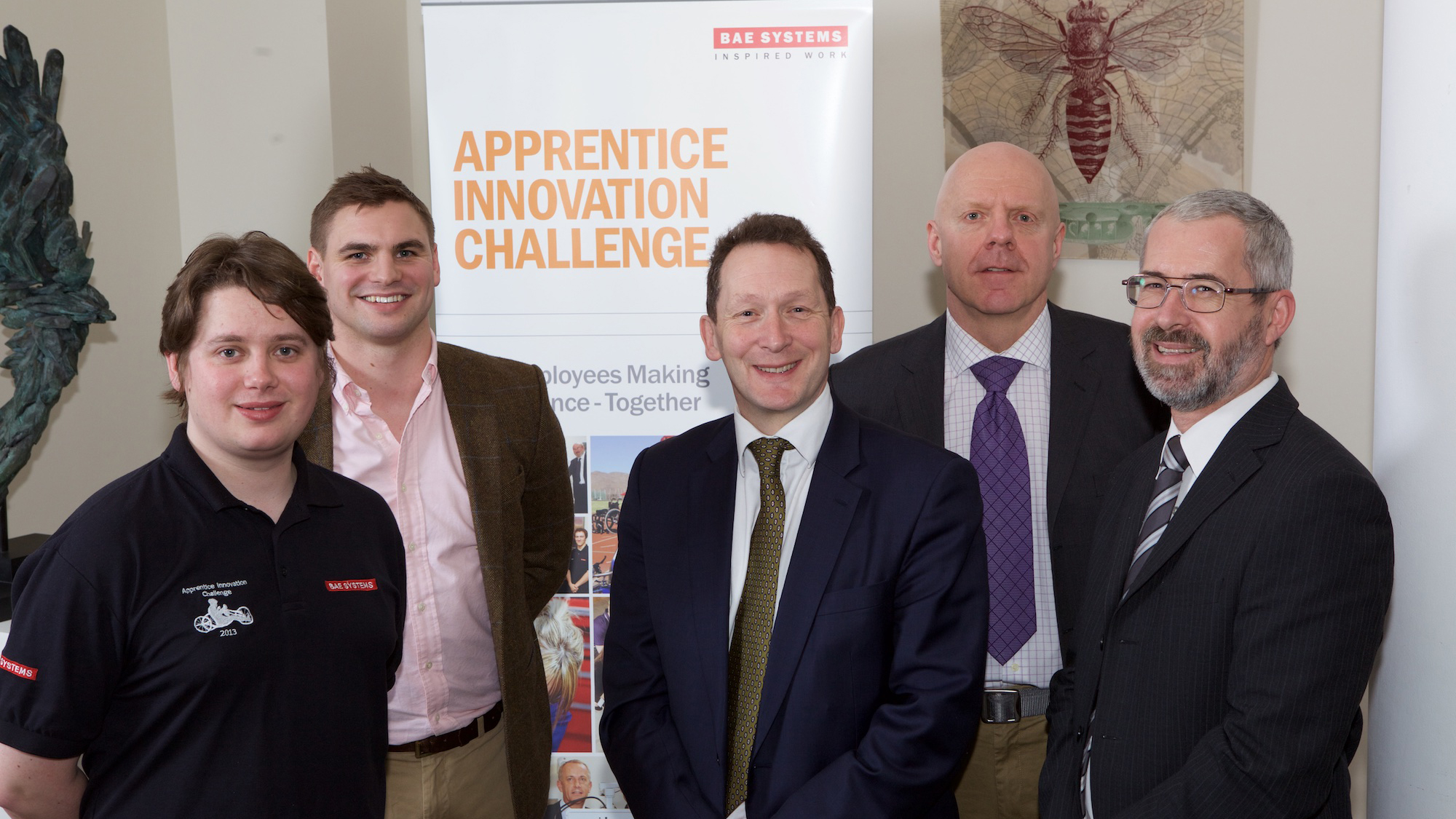 Apprentice Innovation Challenge Judges (L-R): Alex Griffiths, Cpt Cameron Johnston, Andy Wright, Major Andy Kempster, Clyde Warsop