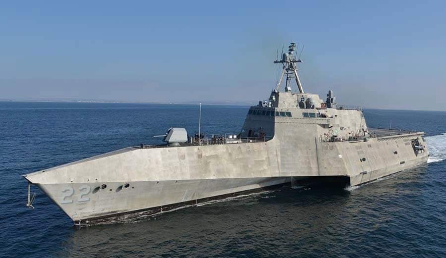 The littoral combat ship USS Kansas City (LCS 22) underway in September 2021 (U.S. Navy/USS Kansas City photo).