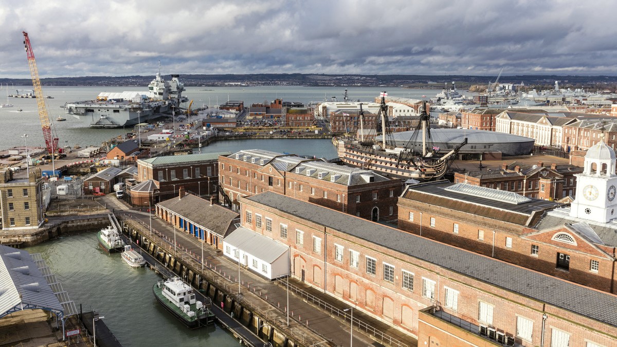Portsmouth Naval Base as seen from above - Getty image for BAE Systems