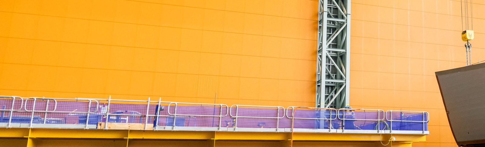 Hunter class frigate block inside building at Osborne Naval Shipyard