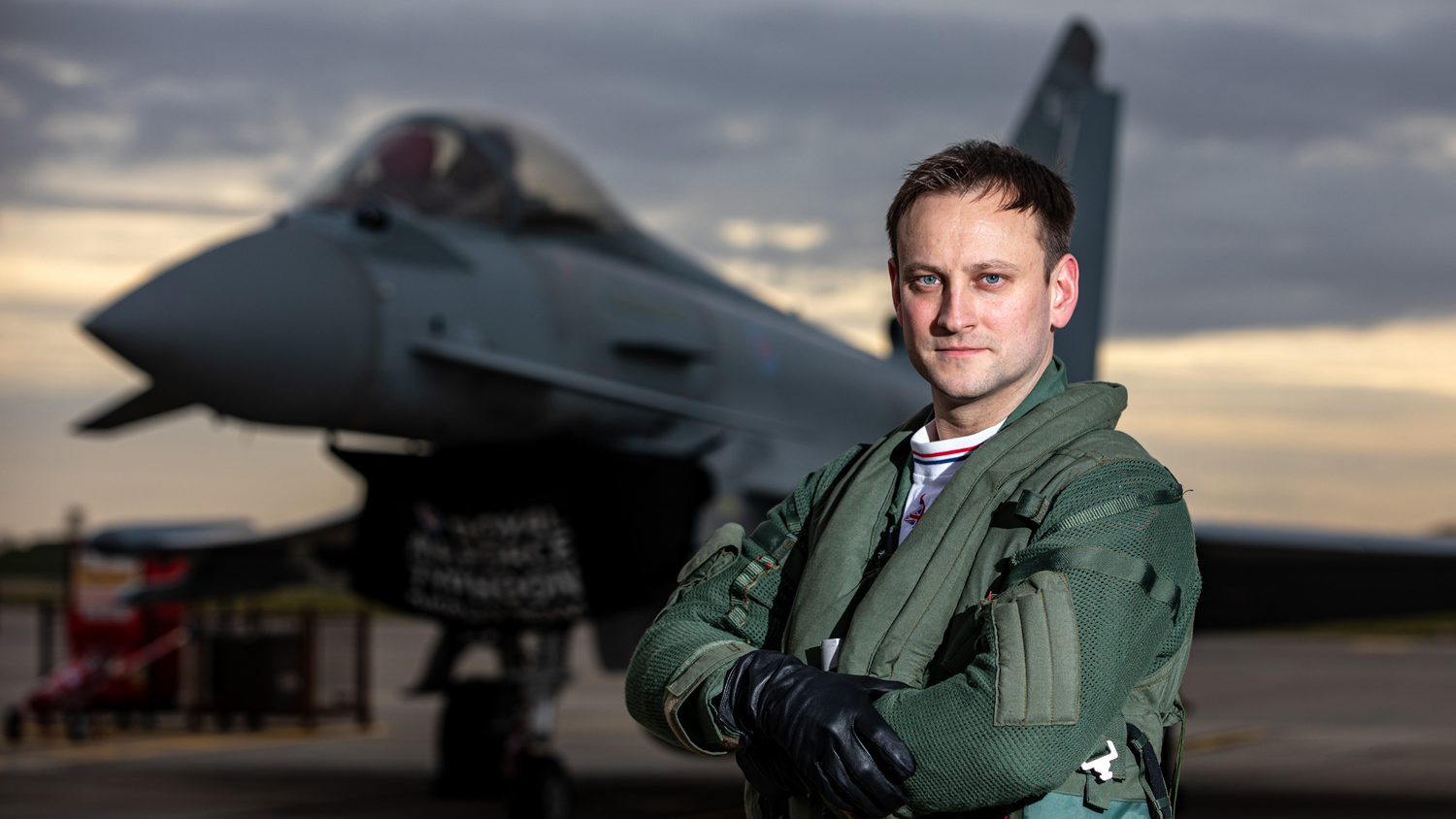Royal Air Force Typhoon Display Pilot Flt Lt Dean Rogers, who will display at air shows in the UK and around the world in 2020