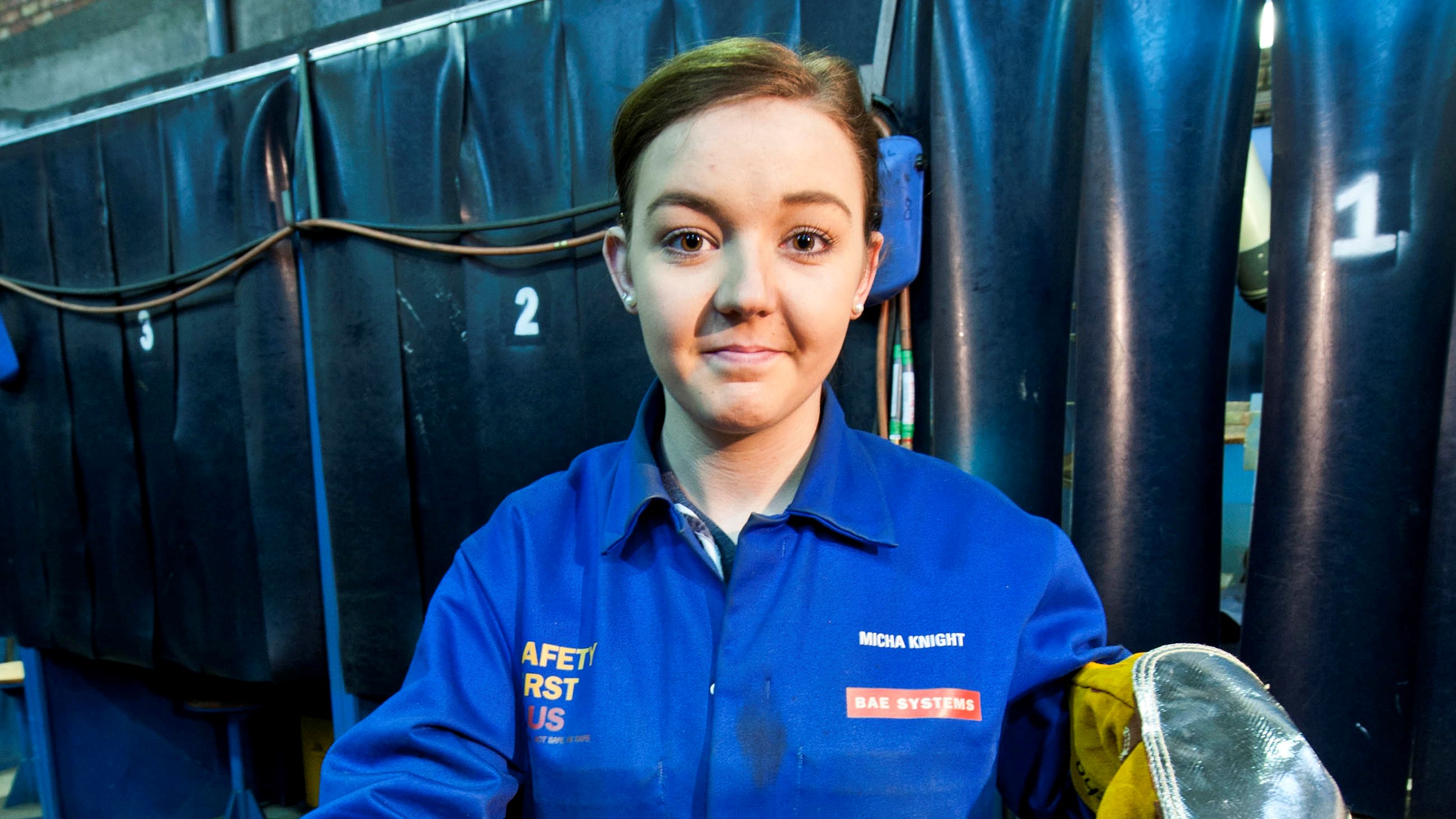 Apprentice Micha Knight blazing the trail for women in welding at BAE Systems Maritime – Submarines welding school (Picture by Mike Vallance).
