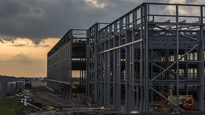 Completed steelwork on the Samlesbury site