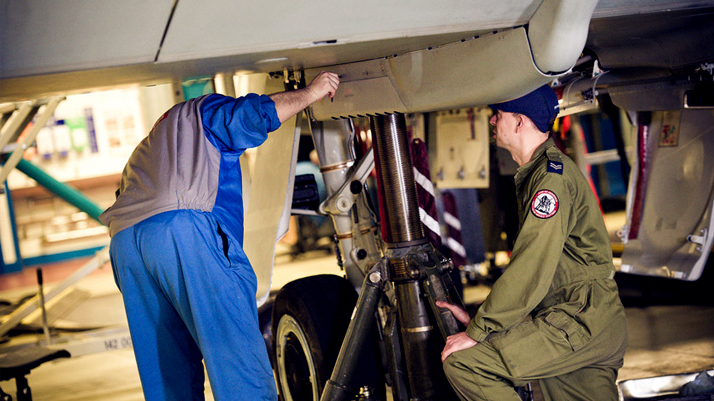 Typhoon engineers inspect a Typhoon