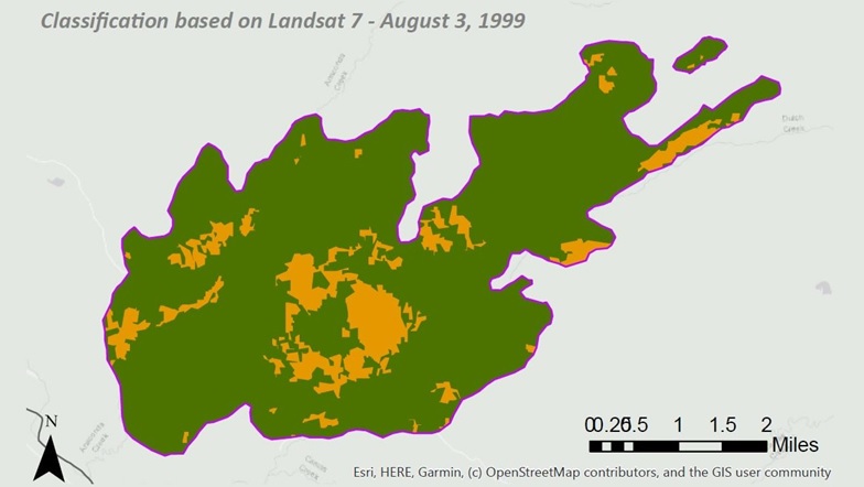 Classification based on Landsat 7 - August 3, 1999