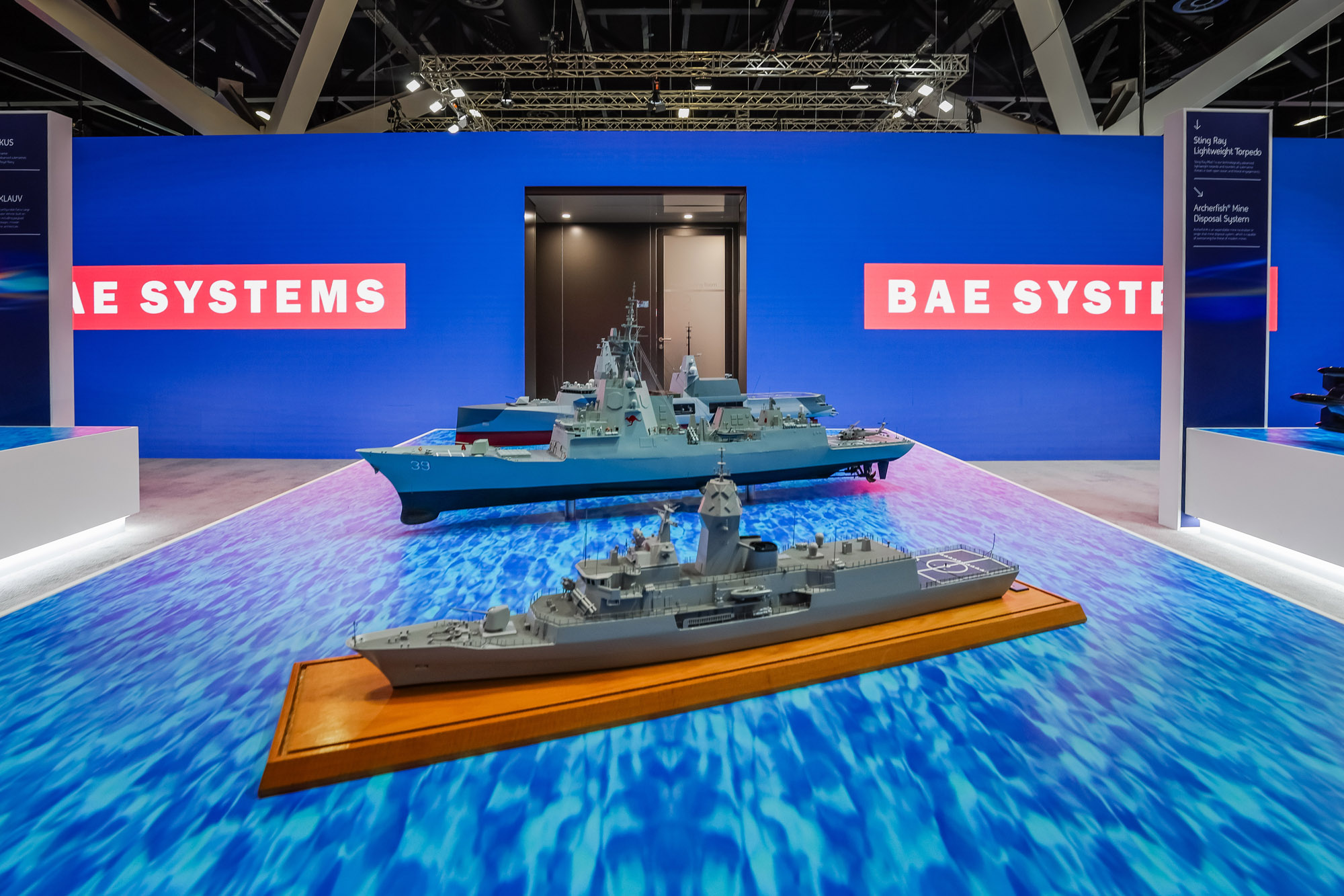 Ship models on the BAE Systems stand at IndoPac