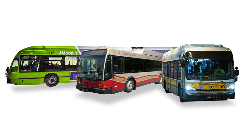 3 busses powered by hybrid-electric systems 