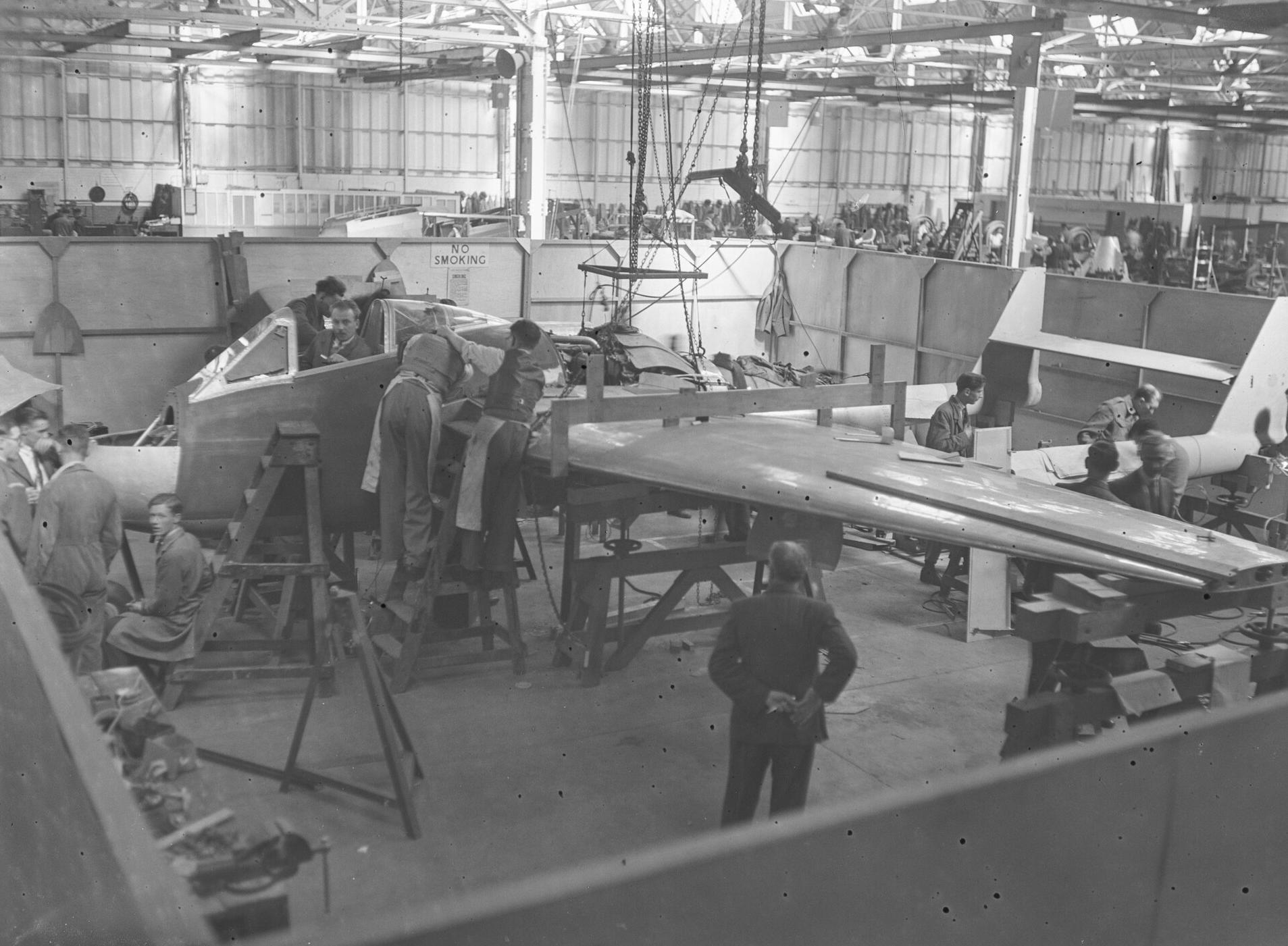 The prototype de Havilland DH.100 Vampire under construction at Hatfield, 16th July 1943.