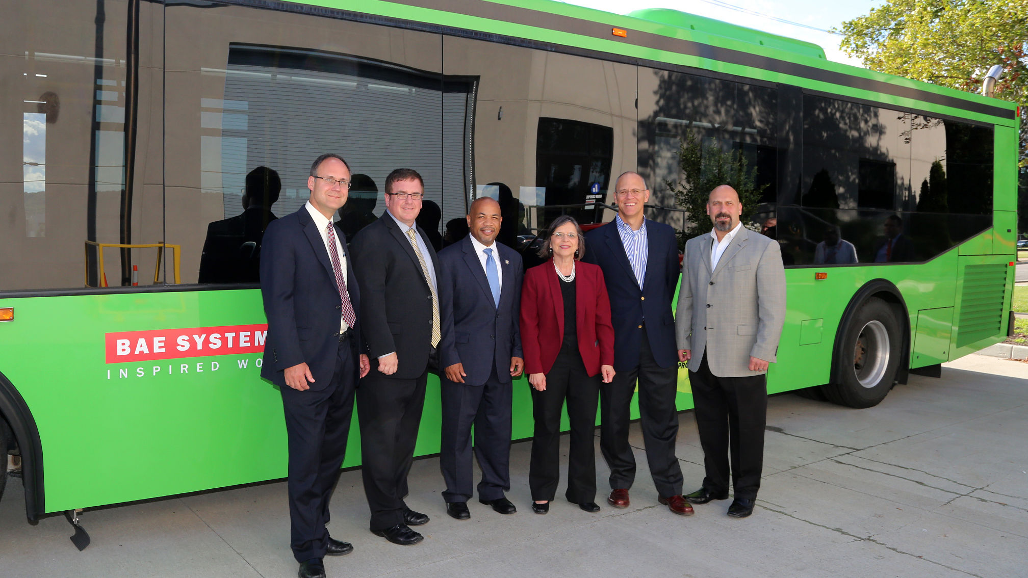 Speaker of the NYS Assembly Carl Heastie and Assemblywoman Donna Lupardo after a ride in the Series-E demo bus
