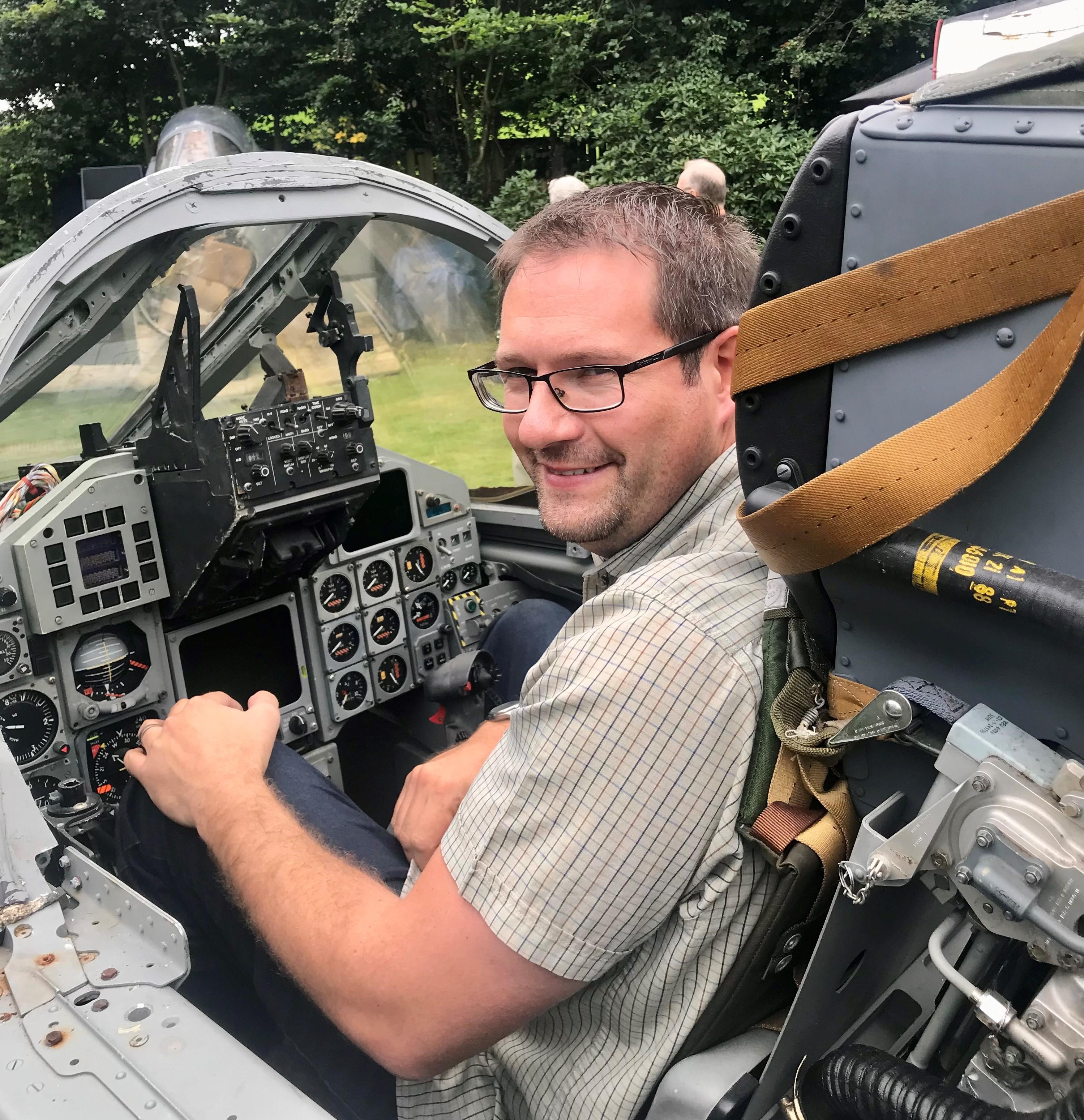 James in a cockpit