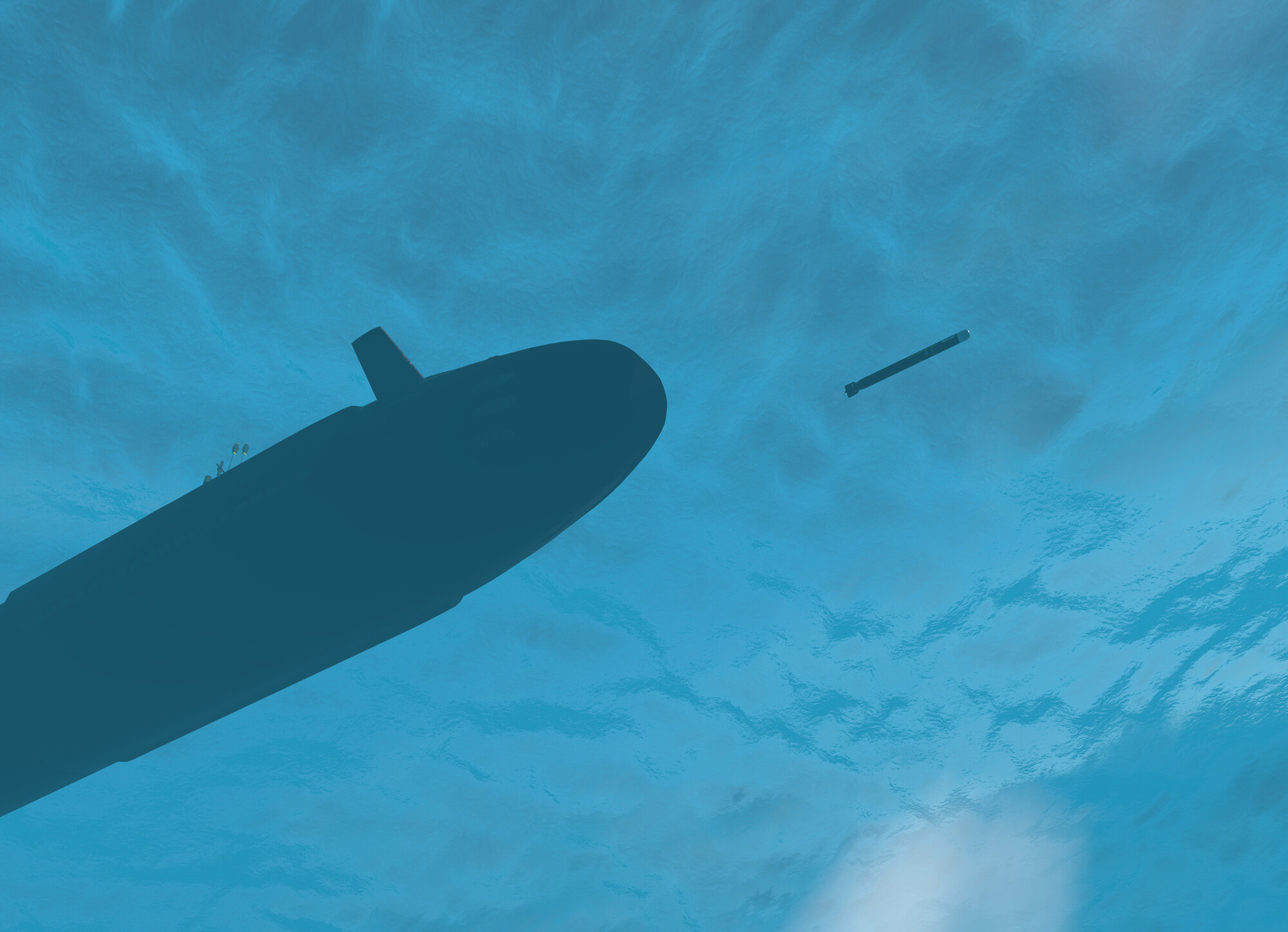 Image of spearfish being fired from Submarine