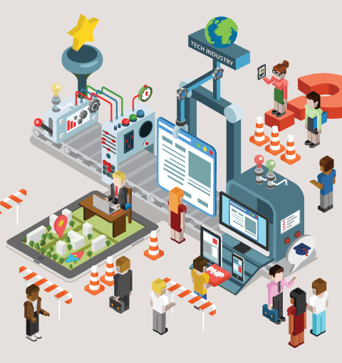 Abstract image promoting the Understanding the perceived barriers to a career in tech report