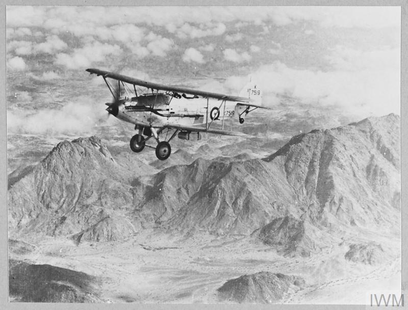 IWM (CH 8725) - HAWKER AUDAX FLYING OVER JEUEL ORWELL, c. 1943.