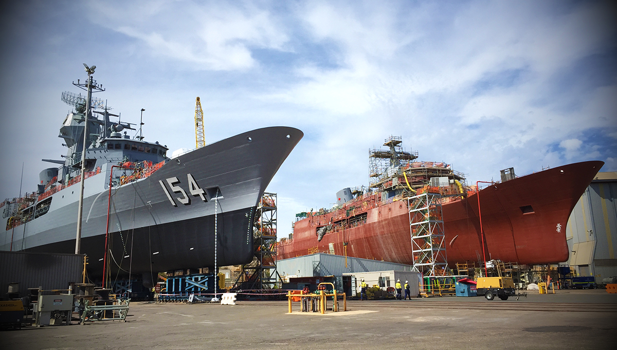 HMAS Parramatta undocking