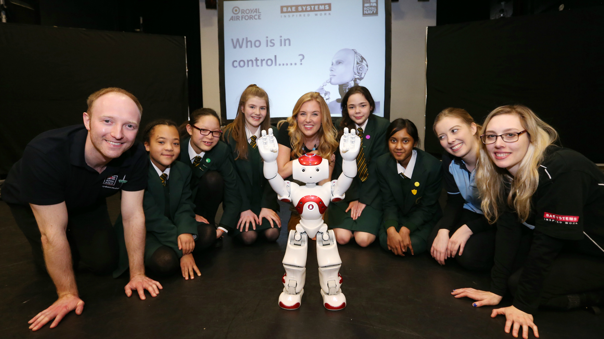 Image of Maddie Moate and students from St. Marylebone Church of England School at this years Schools Roadshow launch