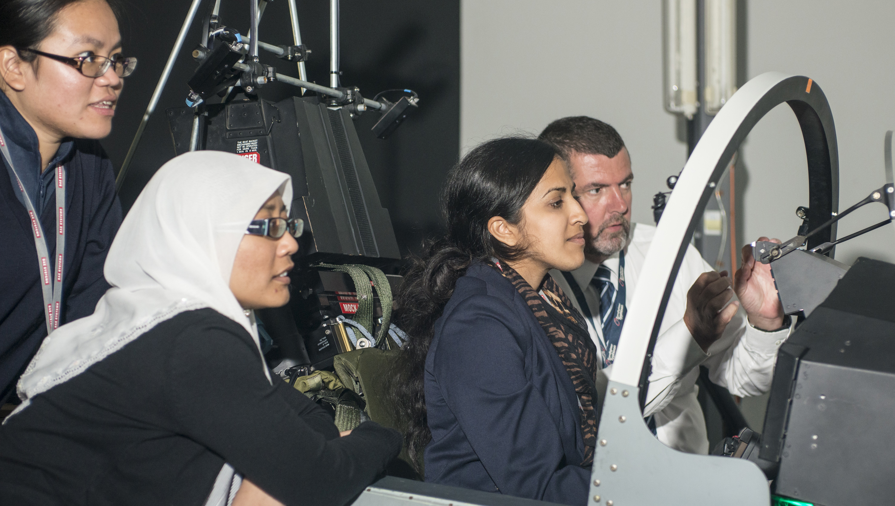 Chevening students have a chance to fly Typhoon in the Active Cockpit Rig.
