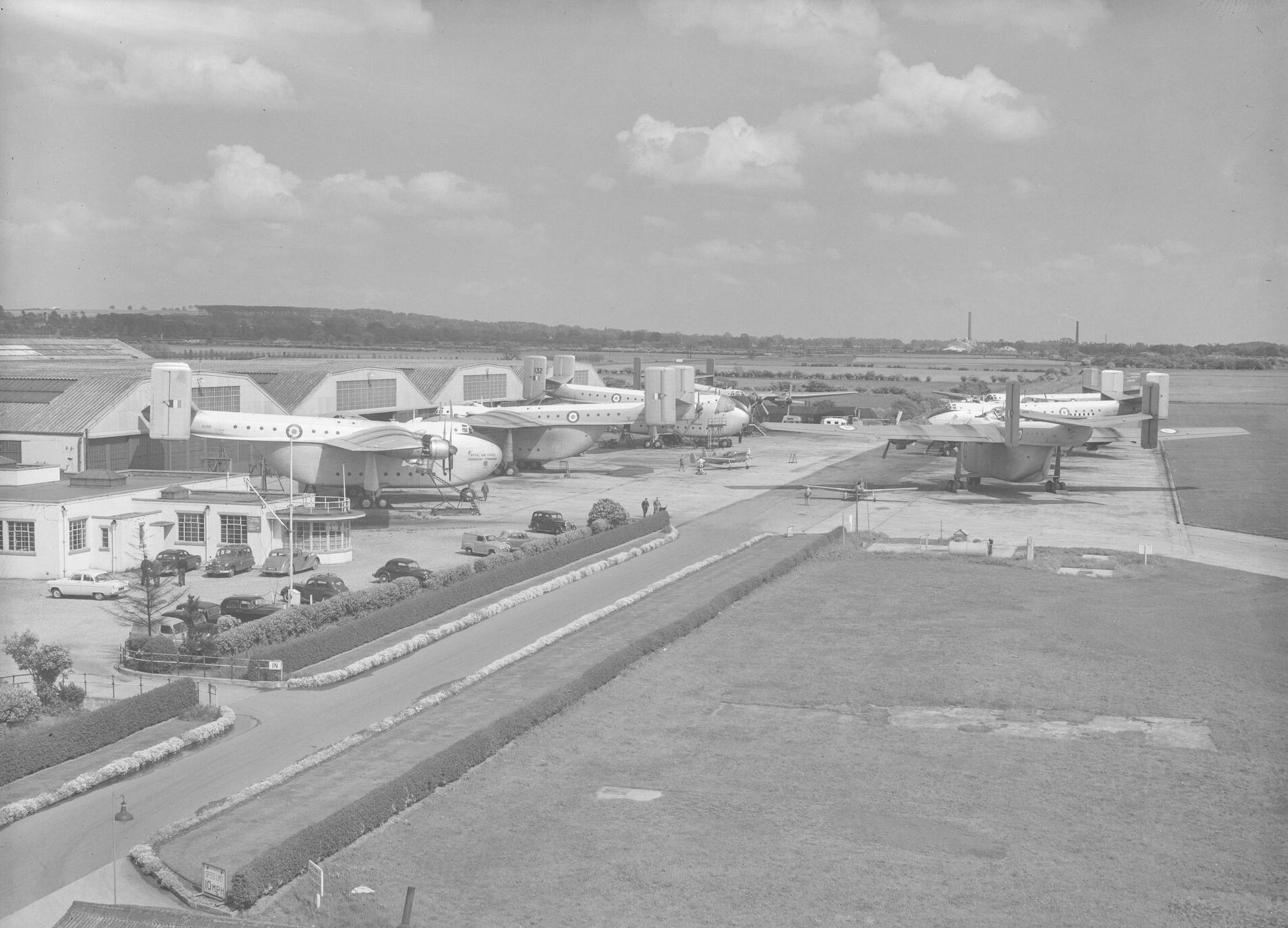 A squadron of Blackburn Beverley's of RAF Transport Command on tarmac, 2rd June 1958.