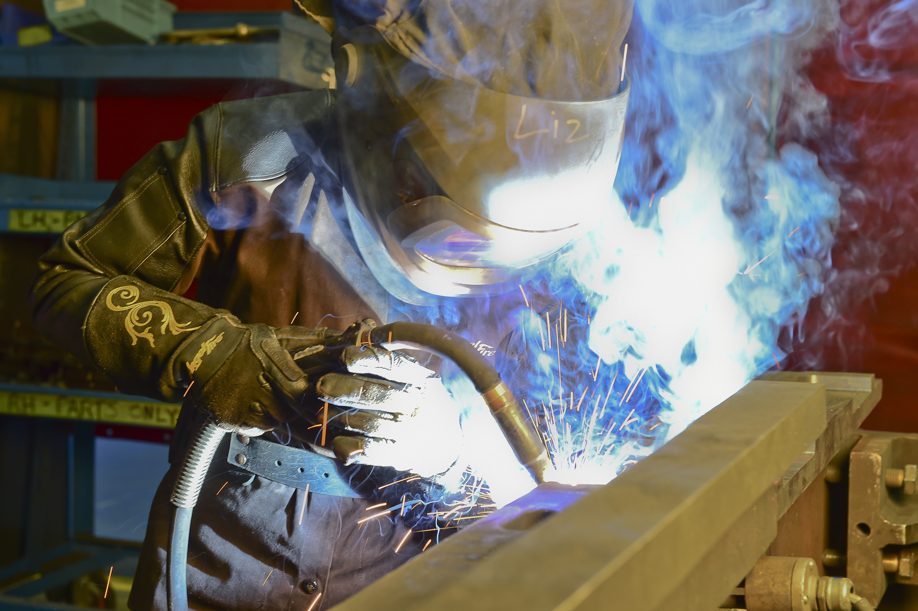 Welder with sparks