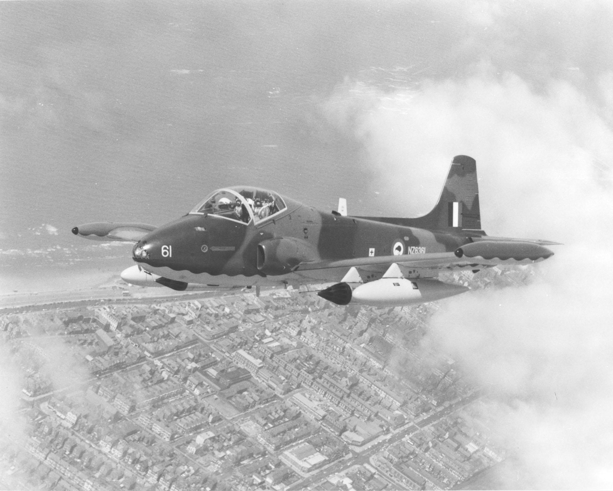 BAC 167 Strikemaster Mk88 NZ6361 New Zealand Air Force, air to air view.