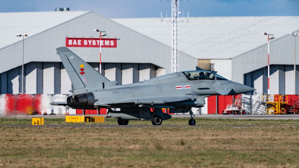 A Eurofighter Typhoon prepares for take off.