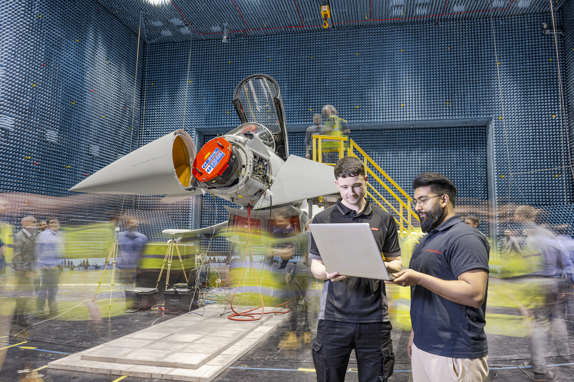 Typhoon engineers working in radar facility