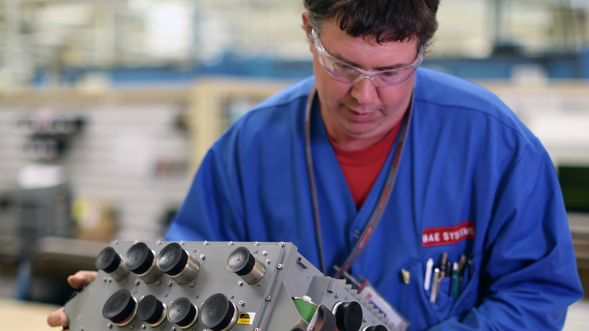 BAE Systems employee working on spares parts