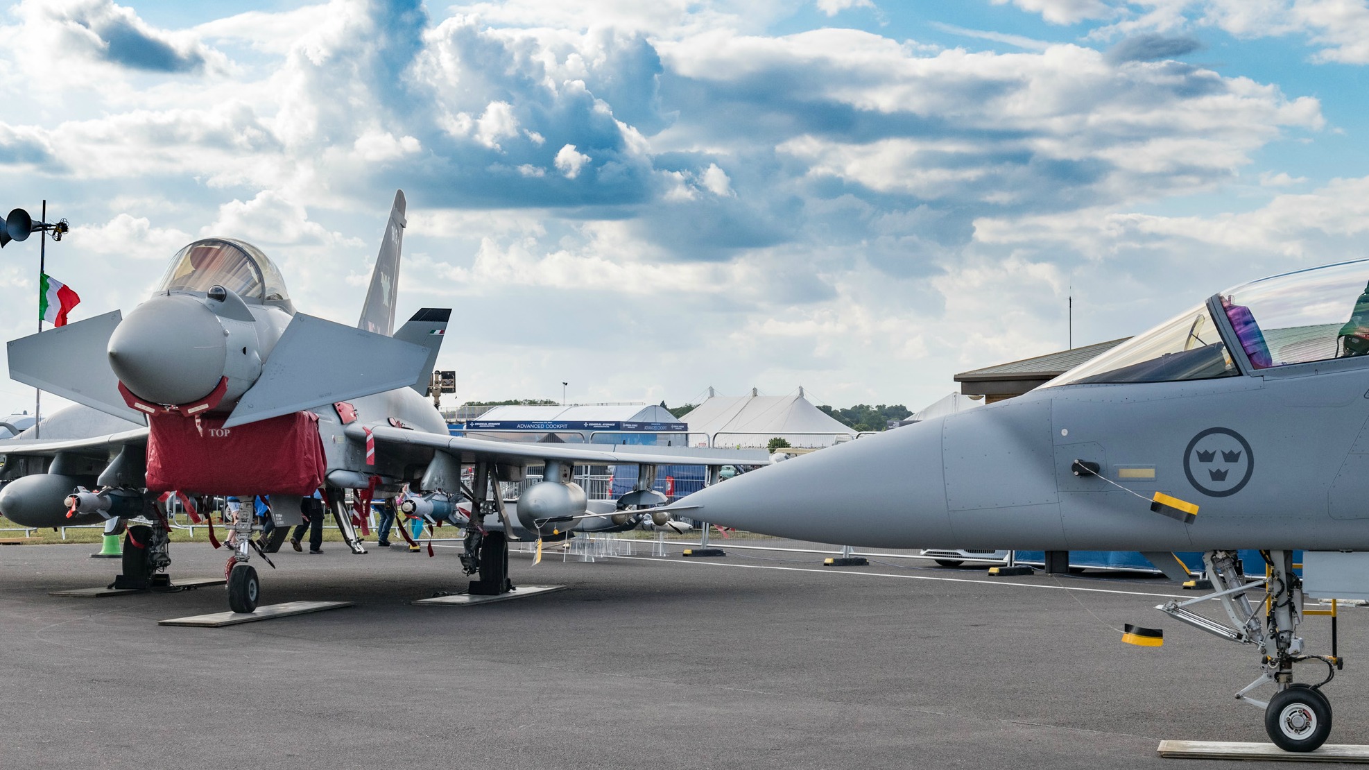UK Typhoon and Swedish Gripen aircraft