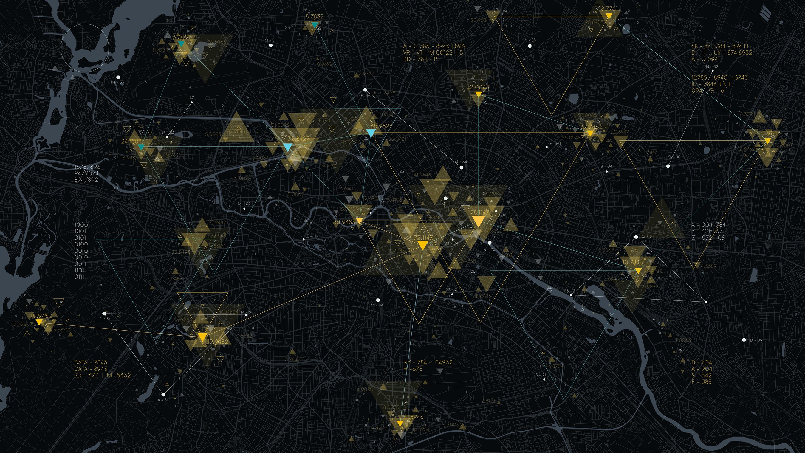 A stylized map of Berlin, Germany is overlaid with a digital grid of GPS coordinates.