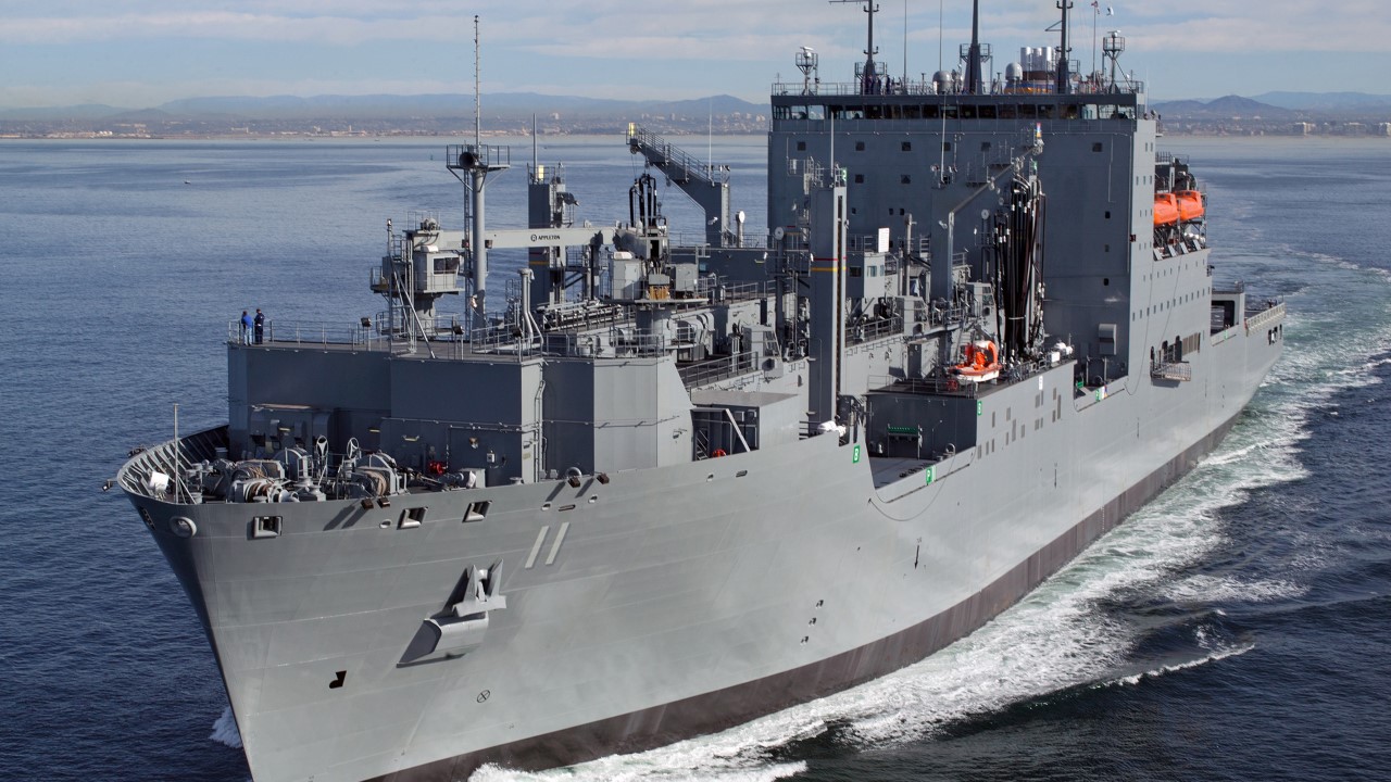 BAE Systems will perform overhaul and maintenance services for the USNS Washington Chambers (T-AKE 11), a Lewis and Clark-class dry cargo ammunition ship (U.S. Navy photo).