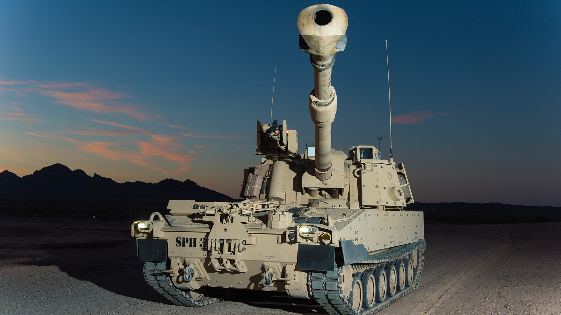 A M109A7 Self-Propelled Howitzer in the desert.