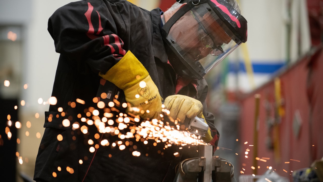 BAE Systems employee, Dennis Cichoski, works in the Sterling Heights prototype shop.