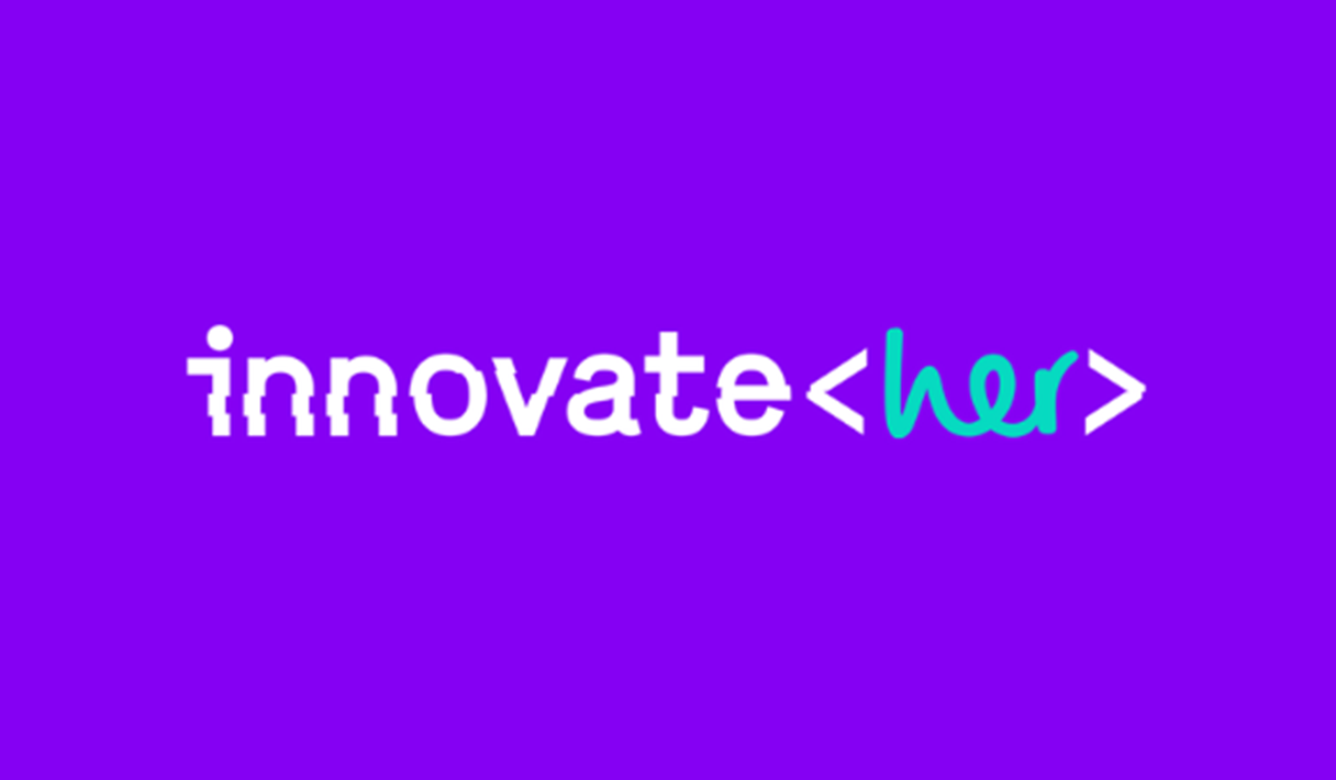 InnovateHer logo with purple background