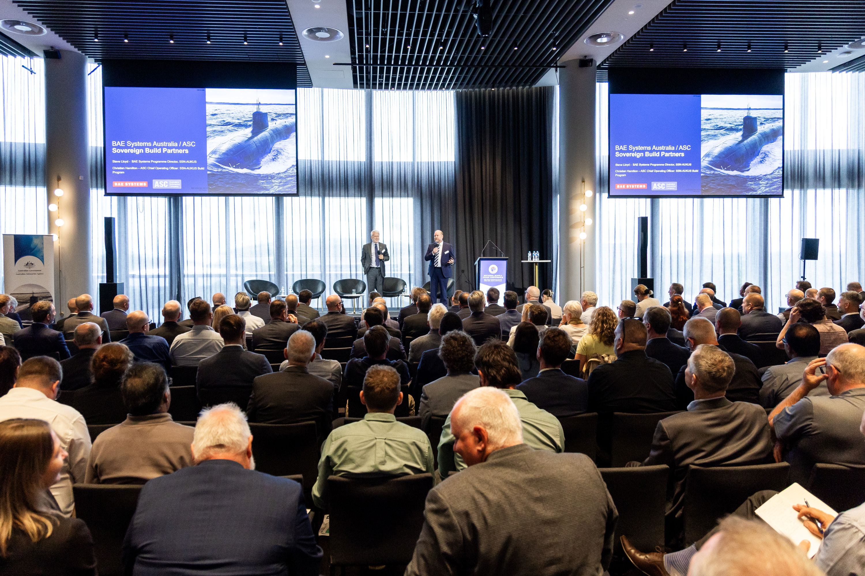 Wide shot of attendees at the AUKUS National Supply Chain Conference