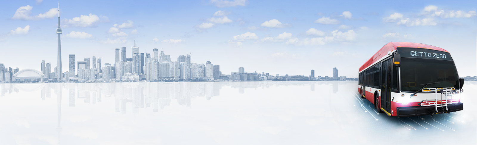 Transit bus in front of Toronto skyline