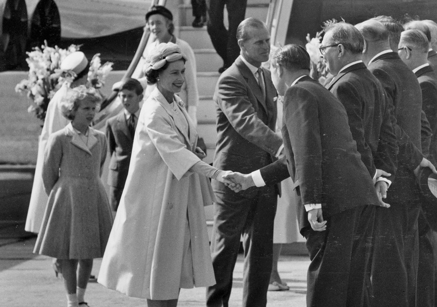 A young Princess Anne and Prince Charles during a tour of Canada. 03 August 1959.