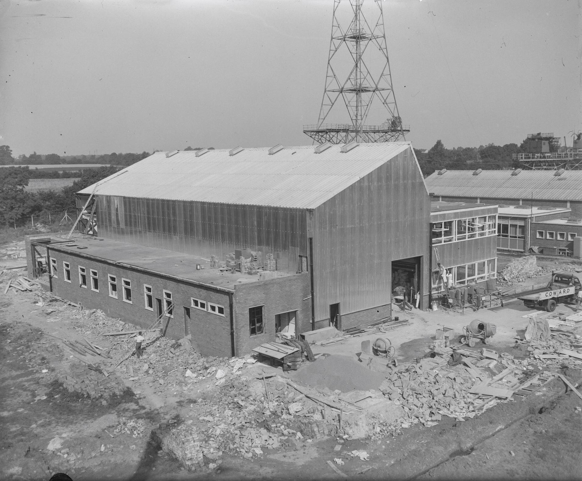 Construction work at the Marconi Research Centre site, Great Baddow, Essex, August 1960.
