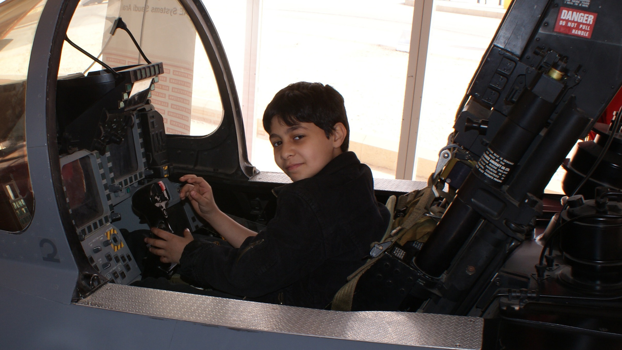 One of the visitors to Al Janadriyah in the Typhoon cockpit