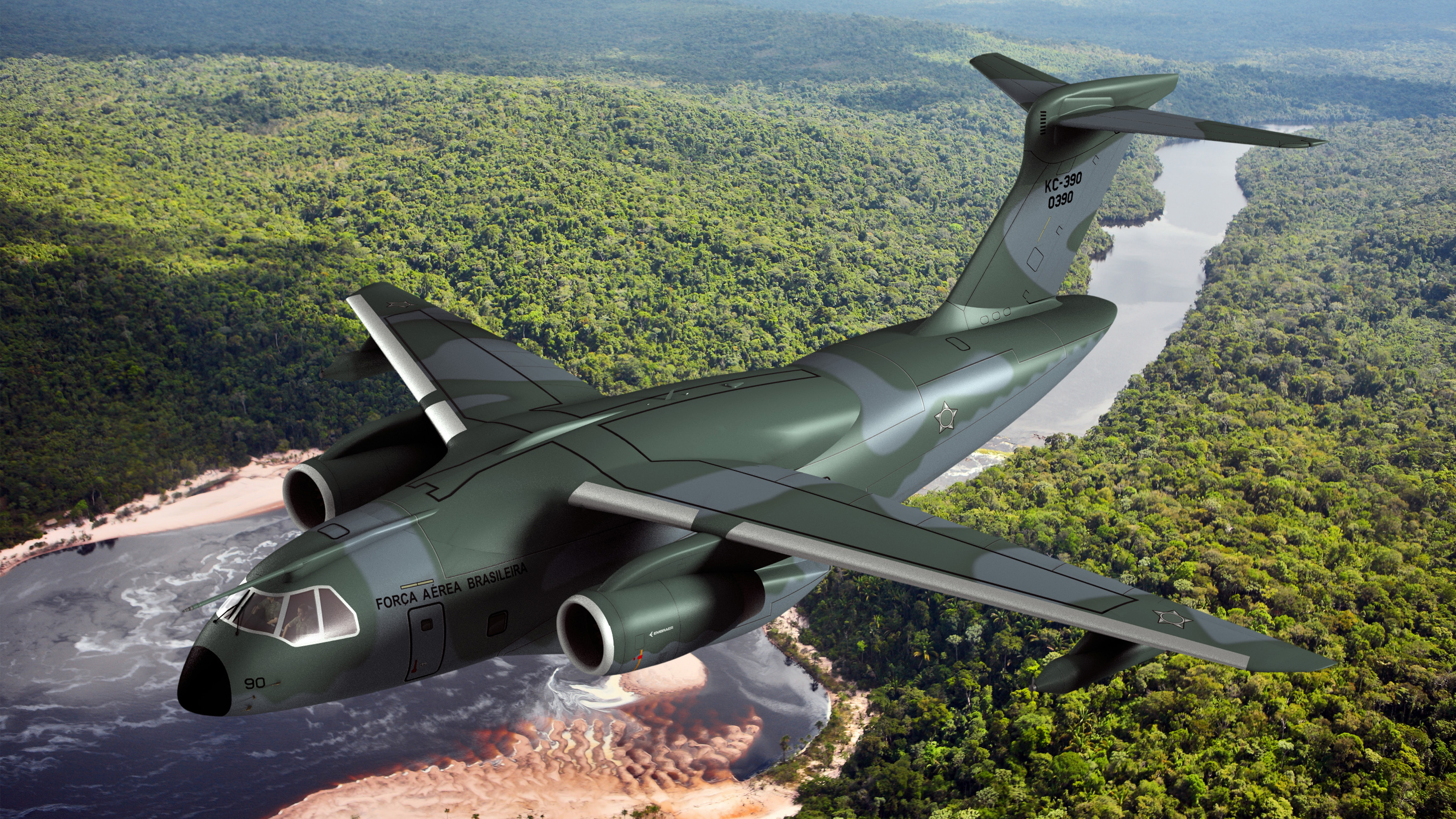 The Brazilian Air Force’s planned KC-390 military transport aircraft (Embraer).