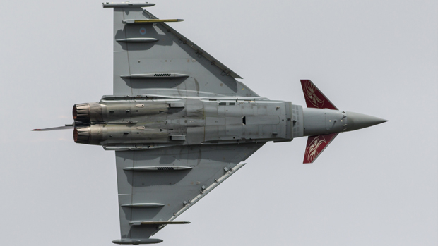 Jonny takes the Typhoon through a tight turn during his display