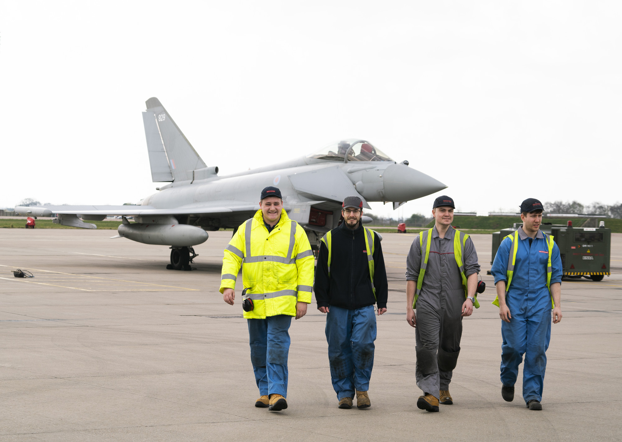 Typhoon on runway with support personnel