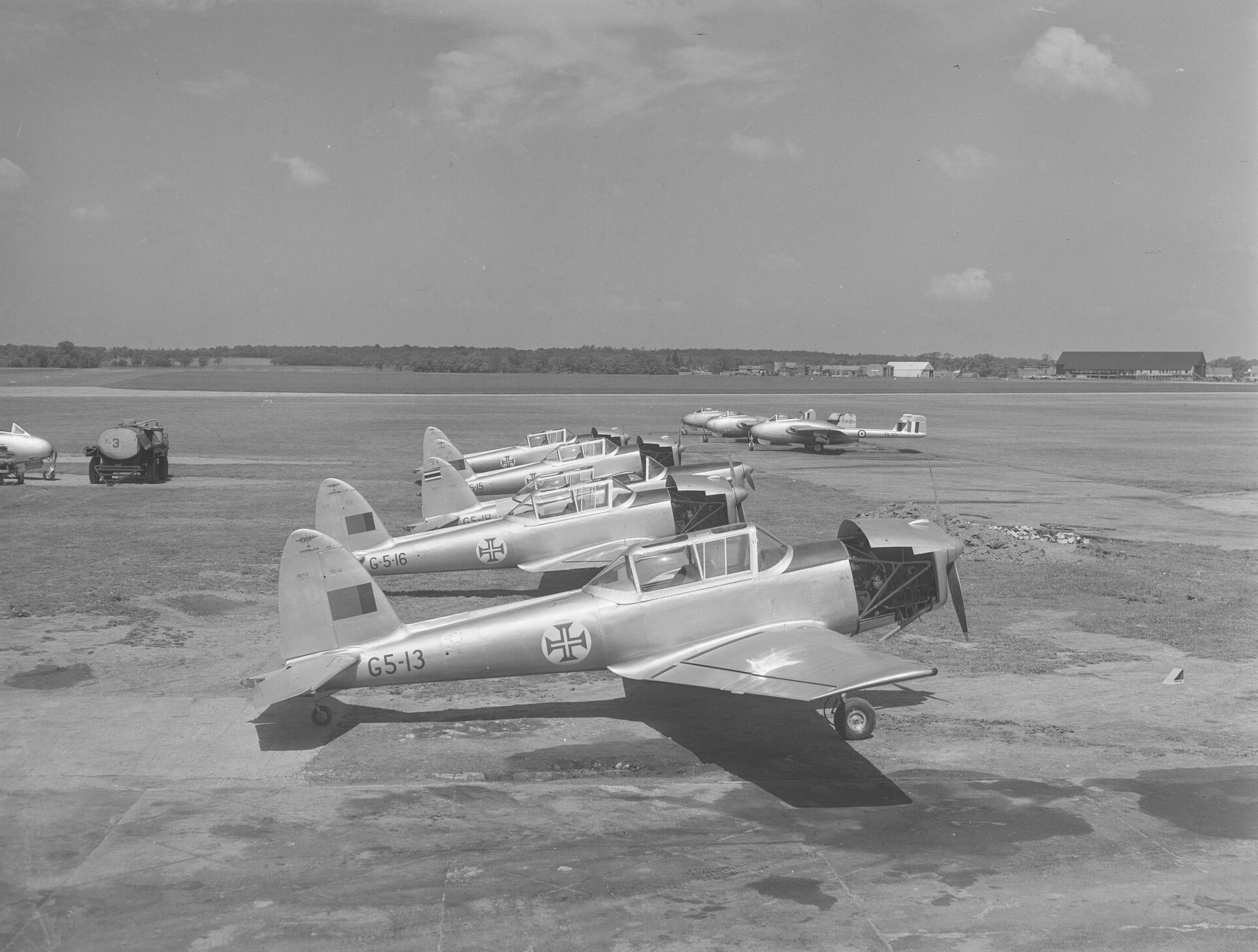 Line up of de Havilland Canada DHC-1 Chipmunks for export to Portugal and Siam (now Thailand), 1st June 1951.