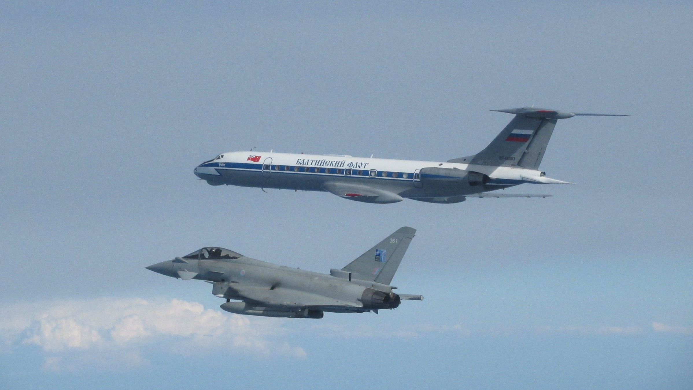 A Eurofighter Typhoon intercepts a Russian aircraft over Estonian airspace