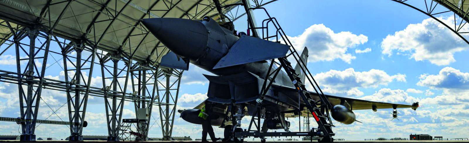 Typhoon in a hangar at RAF Coningsby
