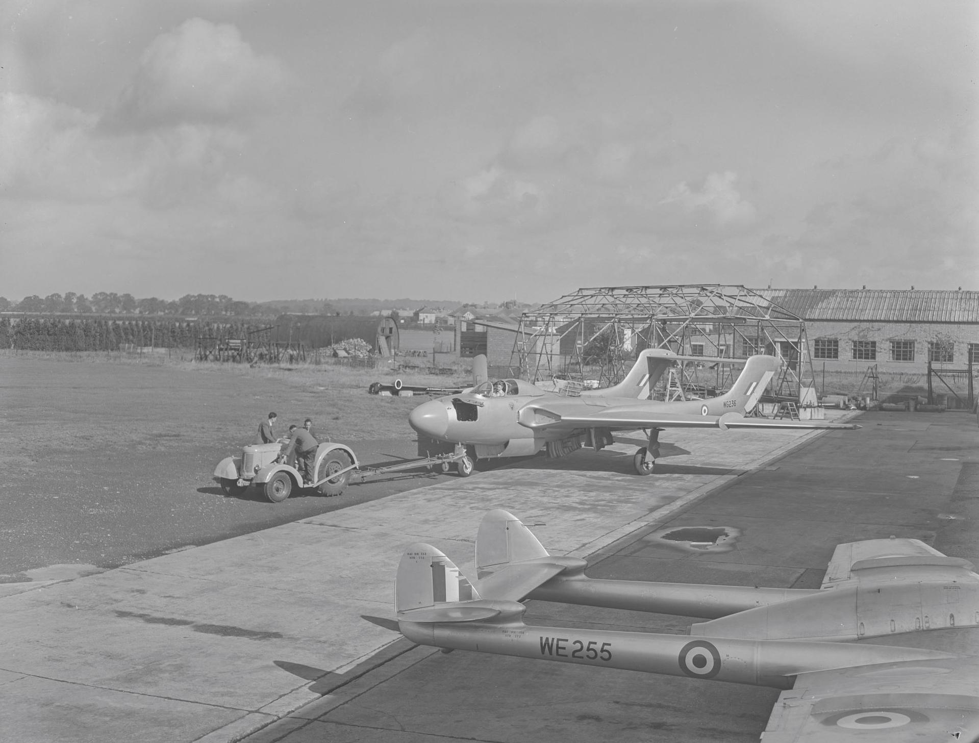 The first prototype de Havilland DH.110 Sea Vixen being prepared for its maiden flight, 26th September 1951.