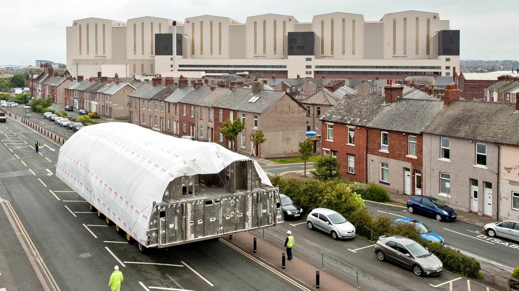 The Command Deck Module for Boat 5 in transit to Devonshire Dock Hall