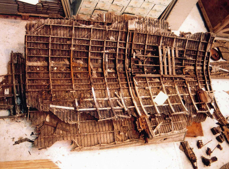 Remains of a flying boat recovered by BAE Systems at Warton