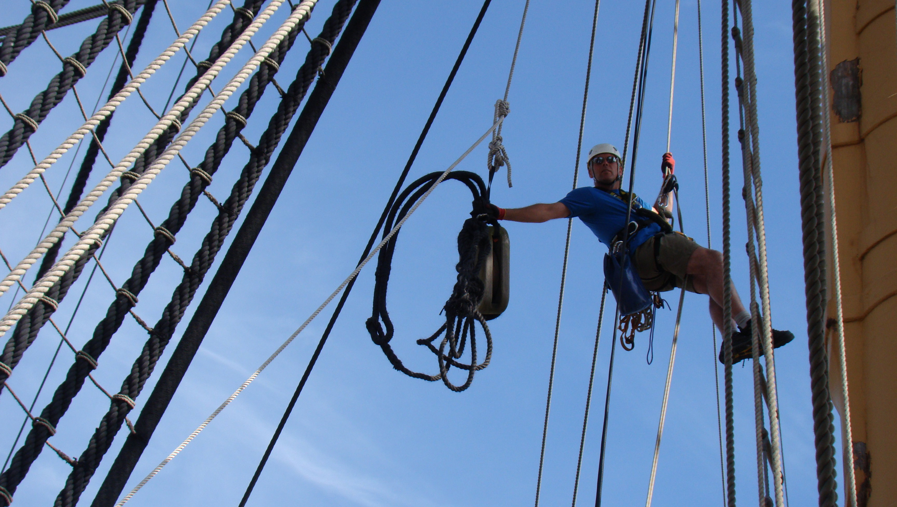 Maritime Services Engineer working on HMS Victory mast